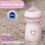 شیشه شیر نچرال فلینگ چیکو 330 میل طرح قلب صورتی Chicco - تصویر 2